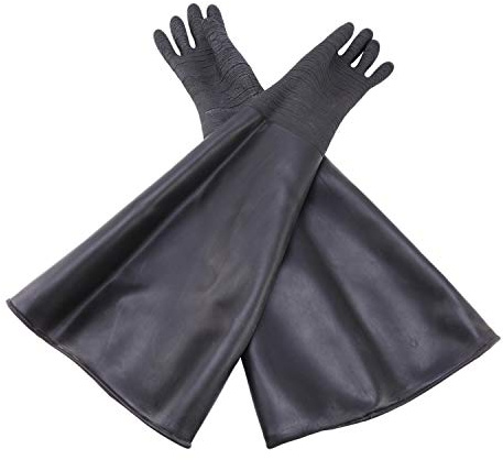Gokelomg Gummi Schwarz Sand Strahl Handschuhe Streifen Sand Strahl Handschuhe für Strahl Kabine 65X 30Cm