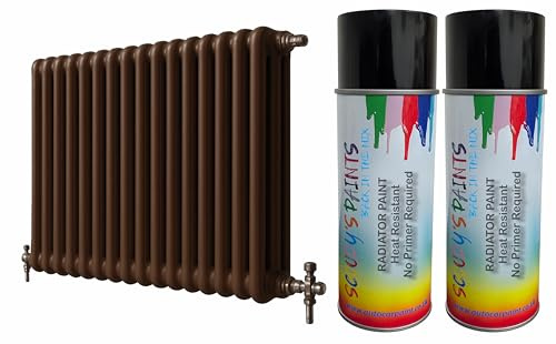 Radiator Aerosol Spray Paint Heat Resistant To 100ºC - Quick Air Drying No Primer Needed anti rust moisture resistant Metallic and Solid Colours (Chocolate Brown)