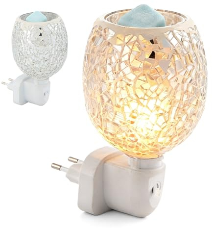 BORDEAG Elektrische Duftlampe,10W Duftlampe Wachs,Energie Sparen Duftlampe,Elektrisch Duftlampe,Wachslampe Für Büro,Geschenke,Schlafzimmer,Yoga,Home,3D Glas(8 * 7cm)
