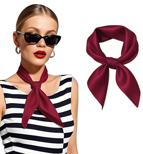 Sciarpa Quadrata Setosa da Donna, Sciarpa in raso da donna, leggera Sciarpe a Collo Semplice, Fazzoletti da collo Sciarpe business Foulard silk scarf, accessorio per borse, 70 x 70 cm