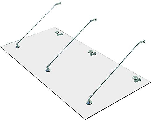 HOMCOM Vordach Glasvordach Türvordach Verbundsicherheitsglas VSG 304 Edelstahl Klarglas 3 Größen (200x90cm) (L)