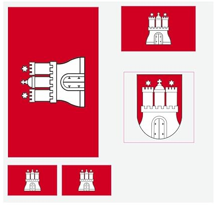 U24 Aufkleberbogen Hamburg Aufkleber Set Flagge Fahne