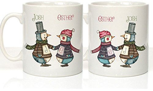 Personalised Penguin Mug, Couple Gift, Christmas Mugs, Penguin Gifts, Mug Set