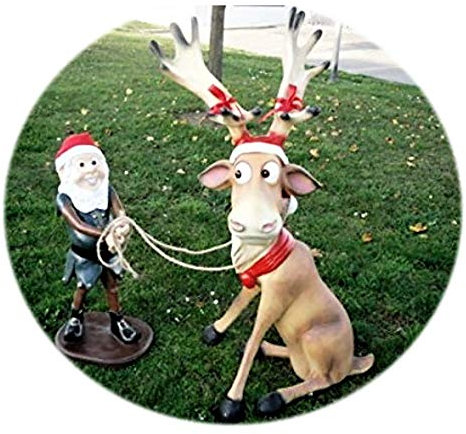 XXL LUSTIGES Rentier~Rudi MIT ELFE~ELCH~WEIHNACHTSDEKO~DEKO~ELCH ca.145 cm hoch