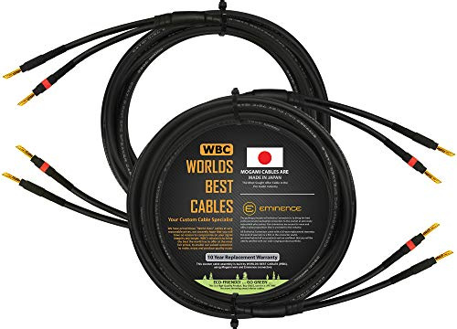 3 Meter Pair of Mogami 3082 Superflexible Coaxial 14 AWG Audiophile Speaker Cables - Terminated With Gold Plated Banana Connectors - (2 Cables, 3 Meter Each & 2 Banana plugs on each end)