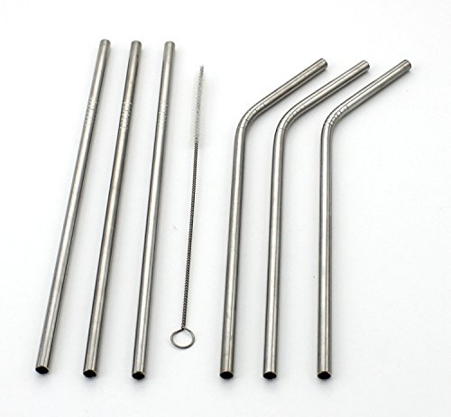 Lot de 6 pailles en acier inoxydable, brosse de nettoyage gratuit inclus. pour Yeti, Rtic, SIC ou autre Marque gobelets. Compatible avec 567 gram et verre de 850,5 gram Rambler Tasse