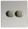 2 GANG 2 WAY SCREWLESS SINGLE LIGHT PUSH DIMMER SWITCH POLISHED CHROME 400W SLIM UK