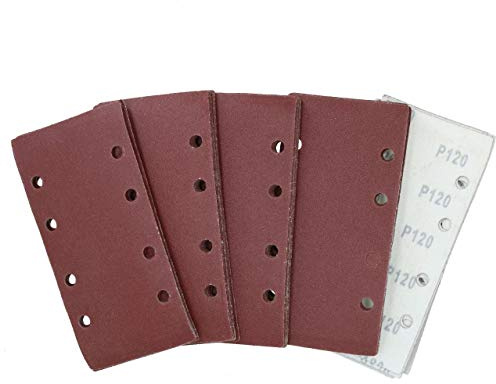 Hook/Loop 1/3 Sheet Sanding Sander Sandpaper Pads 50 Pack 120 Grit