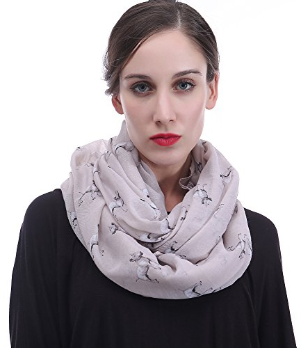 Lina & Lily Damen Loop Schal Rundschal Schlauchschal Bullterrier Hund (Beige)