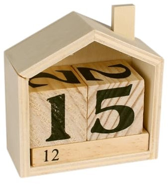 Kalender unendlich Holz Form Haus 7,3 x 3,4 x 7,8 cm - MegaCrea