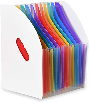Marte Vanci 13-teiliges Schreibtisch-Speichererweiterung Kcordeon A4 Dokumente Ordner Brief-Organizer Deskstop Ständer Expander Ordner Zeitschriftenhalter Platzsparend für Büro Zuhause Klasse Rainbow