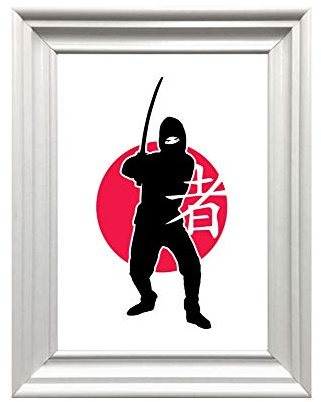 Din A4 Kunstdruck ohne Rahmen - Ninja Samurai Schwertkrieger Japan Grafik modern Druck Poster Bild