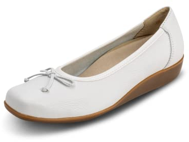 VITAFORM Ballerinas für Damen in Weiß I Größe 41 I Bequeme Sommerschuhe aus weichem Hirschleder I Mit Luftpolsterfußbett, Rutschfester Sohle & Weite H für perfekten Sitz I Echte Handwerkskunst