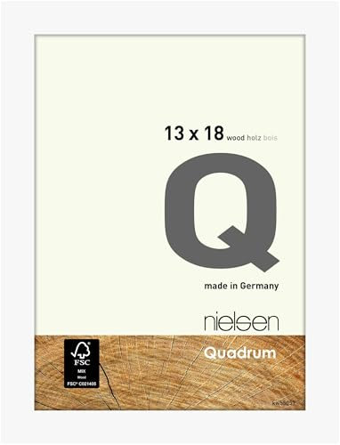 nielsen Bilderrahmen, 13 x 18 cm, Holz, Reinweiß, Fotorahmen zum Auftstellen und Aufhängen im Hoch- & Querformat, Echtglas, Quadrum
