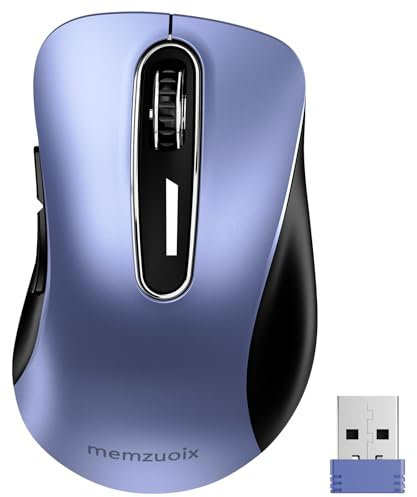memzuoix Souris sans Fil 2.4GHz, Souris Optique Portable 1400 DPI avec Mini Récepteur USB, 5 Boutons et Fonctionnement sur Piles pour Ordinateur Portable, de Bureau, MacBook - Bleu Marine