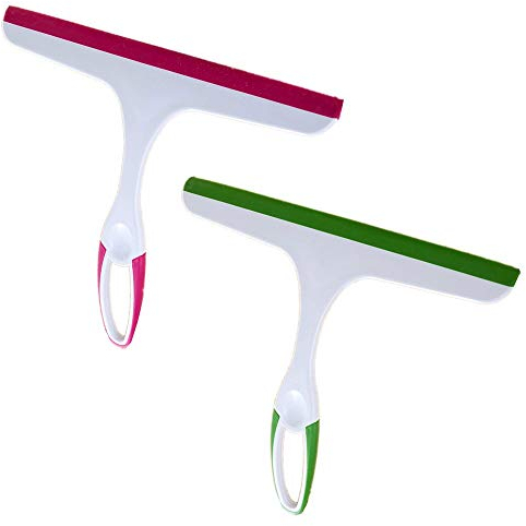 NA 2 Pcs Window Squeegees with No-slip Handle, Glass Wiper for Kitchen Home Car Bathroom Mirror Shower (1*red & 1*green)