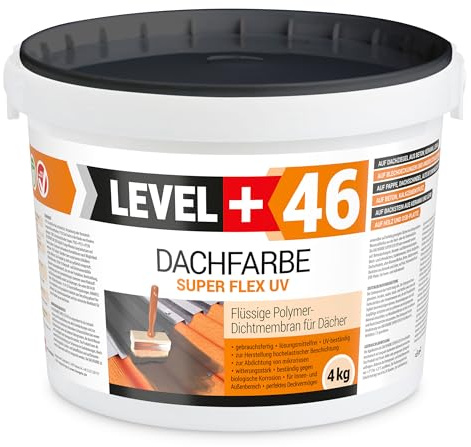 LEVEL PLUS Dachfarbe 4kg Sockelfarbe Dachlack | Dachsanierung flexibler Polymermembran hochdeckend wetterbeständig Braun RM46