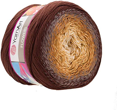Yarn Art Flowers Häkelgarn, 55 % Baumwolle, 45 % Acryl, 250 g, 1094 m, mehrfarbig, Regenbogen-Häkelgarn (284)