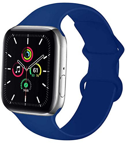 Lerxiuer Watch Strap 38mm 42mm 40mm 44mm 41mm 45mm Soft Silicone Band Replacement Wrist Strap Compatible with Apple Watch Series 7 6 SE Series 5 4 3 2,Dark blue 42/44/45mm-M/L