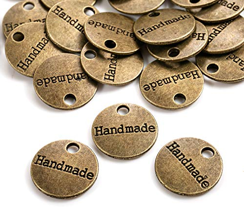 150 Stück Antique Handmade Metall knöpfe Label Charm Anhänger DIY Handwerk Schmuck Herstellung Zubehör Basteln Dekorationen Handmade Kleidungszubehör Dekor Metall Handmade Knöpfe DIY Buttons