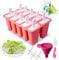 Moule Glace 10 Cavités, Avec Batonnet Glace, Brosses Et Entonnoirs Pliants, Silicone Moule à Glace Pour Glace, Sans BPA（Rouge)
