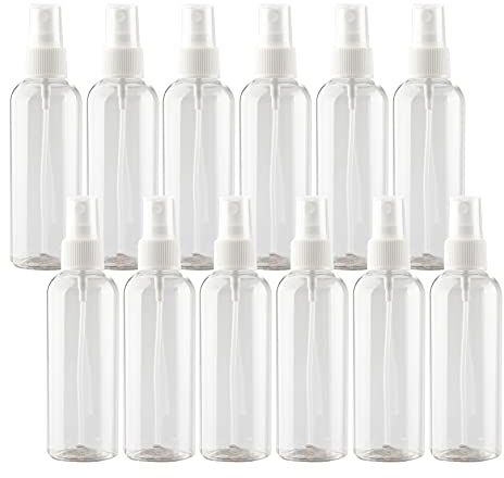 ZEOABSY 12 Pièces 100ml Vaporisateur Vide, Transparente Petits Vaporisateur en Plastique, Flacon Spray Vide, Atomiseur Parfum, Bouteilles avec Pompe de Pulvérisation Noir de Voyage