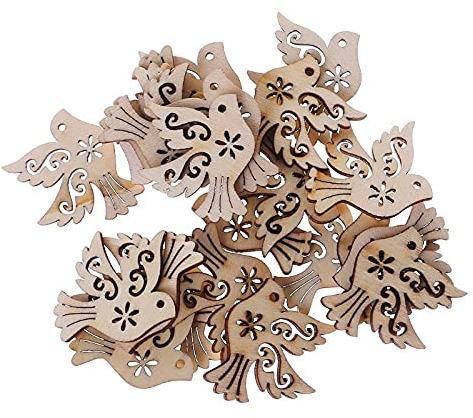 Kcibyvx Holzscheiben 200Pcs Friedenstaube Scheiben Unfertige Naturholzscheiben für Holzwerken Weihnachtsbaum Anhänger Hochzeit Basteln DIY Baumschmuck Holz Streudeko Tischdeko Weihnachtsdeko