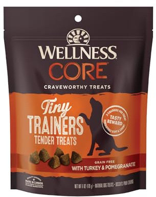 Wellness CORE Tiny Trainers Dog Treats, Natural, Training Treat, Grain Free, Turkey & Pomegranate (6 Ounce Bag)