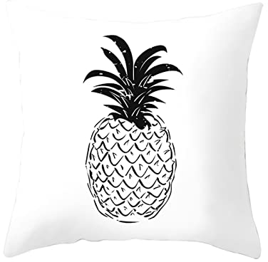 Homxi Kissenbezüge 50x50 cm,Polyester Loungekissen Ananas zeichnen Kissenbezüge Dekokissen Weiß Schwarz