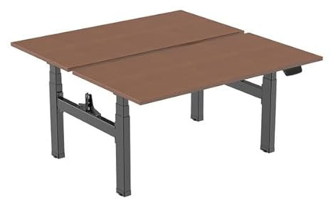 KIMEX - Bureau Double - Motorisé - Ergonomique - Fonction Assis-Debout - Dimensions Plateaux 150x75 cm - Coloris Plateaux Noyer/Pieds Noir - 150-2525K3