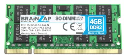 BRAINZAP Memoria RAM da 4 GB DDR2 SO-DIMM PC2-5300S 2Rx8 667 MHz 1,8 V CL6 PC portatile