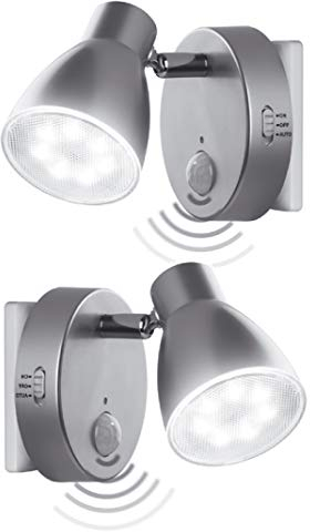 Trango 2er Set 2635-024 LED Sensor Nachtlicht in Silber *MILO* mit Bewegungssensor & Automatikfunktion Sicherheitslicht 230V Steckdosenlampe, Wandlampe, Orientierungslicht, Nachtlampe, Steckdosenlicht