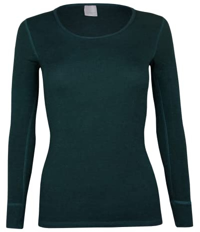 banora Wolle-Seide-Unterhemd für Damen mit langem Arm (Longsleve/Langarmunterhemd/Shirt) (Gr. XL, Farbe: Petrol)