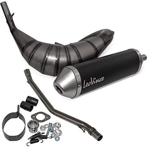 Auspuffanlage LeoVince Komplettanlage X-FIGHT Black Edition, Edelstahl schwarz, mit Zulassung für Aprilia RX 50 / SX 50
