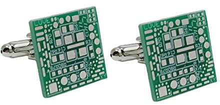 Dickly 2 Stück grüne Leiterplatten-Manschettenknöpfe/einzigartiges Design/Kupfer/Computer-Chip-Manschettenknöpfe für Jubiläen, Vatertag, Business,