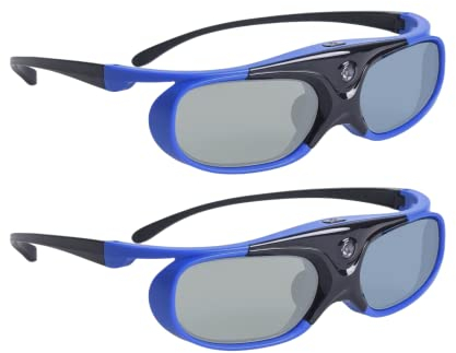 ylymes YLY300J - 144HZ DLP Link Active Shutter Rechargeable 3D Glasses for BENQ, OPTOMA, DELL, ACER, VIEWSONIC DLP PROJECTORS, Can't Used for TV Computer (Blue-2 Pack)