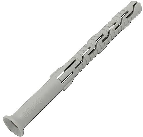 AERZETIX - C67079 - Lot de 50 Chevilles universelles Ø8x100 mm à collerette biseautée/fraisée - en Polyamide - maçonnerie Fixation béton Brique parpaing bâtiment vis Construction