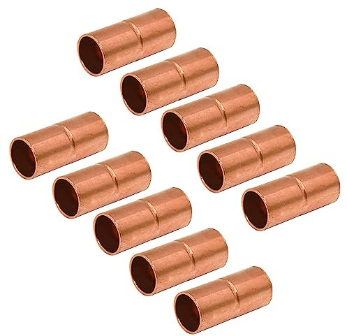 YTKavq Giunto dritto in rame, raccordi in ottone, 5/16 pollici ID saldatura per unità HVAC, con tubo arrotolato stop sudore estremità, confezione da 10