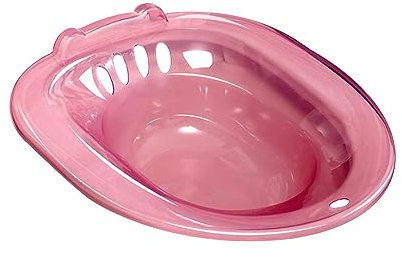 Oshhni Bagno Sitz Bidet per donne Vaschetta per semicupio con fori di scarico Materiali versatili in PP sopra la toilette Accessori portatili per, ROSA