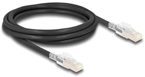 Delock 80256 - RJ45 Netzwerkkabel Cat.6A S/FTP mit Secure Clips Set, 2 m, schwarz