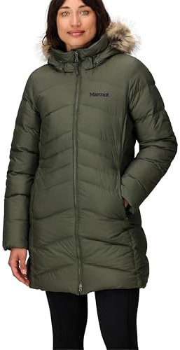 Marmot Femme Wm's Montreal Coat, Veste légère en duvet isolée, facteur de gonflement de 700, Manteau d'extérieur, Anorak déperlant, coupe-vent, Nori, XL