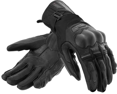 REBELHORN Range Men's Motorcycle Gloves, Goat Leather, Ankle SAS-TEC Protectors, Superfabric Inserts, Double Cuff Adjustment, Wiper on Thumb