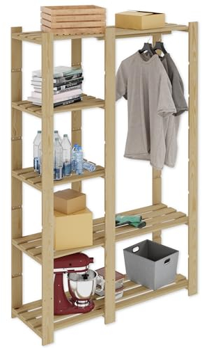Lenmar, Serie B, Holzregal, Kiefer, Holz, kleiderständer, B-25, 170 x 110 x 40, offener Kleiderschrank, Garderobe, Regal, Garderobenständer mit Hängestangen, kleiderstange für Ankleidezimmer…