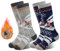 HYCLES Kinder Ski Socken für Jungen Mädchen, 2-Paar Thermosocken bunte warme Ski Socken für Kinder, weiche atmungsaktive Winter Outdoor Ski Socken für Skifahren Skaten Snowboarden