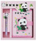 2 in 1 Cute Panda Theme Stationery Gift Box Set Includes 1 Pcs A6 Cartoon Panda Notebook Journal Hardcover Notepad Diary and Pen Gift for Birthday Christmas Kids Study Office School Supplies (Pink)