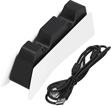 Xcello Station De Charge pour Contrôleur De Jeu Double, avec Indicateur LED, Support De Charge USB pour Manette De Jeu sans Fil PS5, Charge Rapide Blanche