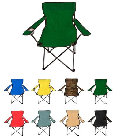 Jardin202 - Silla de Camping Plegable de Acero con Reposabrazos y Funda con Asas- 80x80x50 cm, Resistente al Agua - Ideal para Exterior | Unidad (Verde)