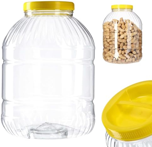 KADAX Vorratsdose mit Deckel, Vorratsbehälter aus Kunststoff, Einweckgefäß mit Griff, Plastikbehälter für Lebensmittel, Aufbewahrungsbox Küche Organizer (Rund 5L)