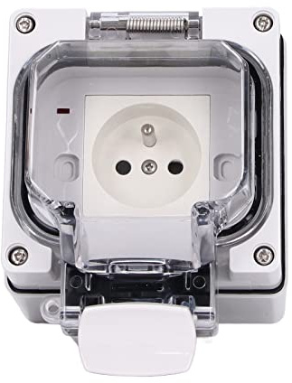 Prise Extérieure étanche IP66 avec Coque ABS Norme Française 250 V 16 A, Boîtier de Prise de Courant monté en, Conception Résistante aux Intempéries et à la Poussière, Adaptée