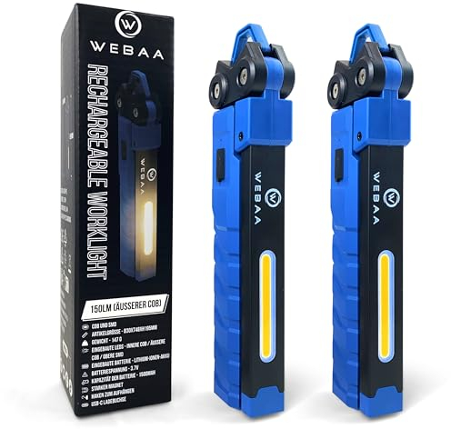 WEBAA 2x Arbeitsleuchte Werkstattlampe Inspektionslampe Starker Magnet 3 Lichtquellen